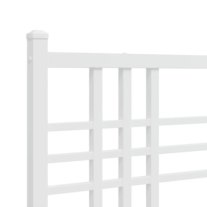 Metal Bed Frame without Mattress with Footboard White 200x200cm