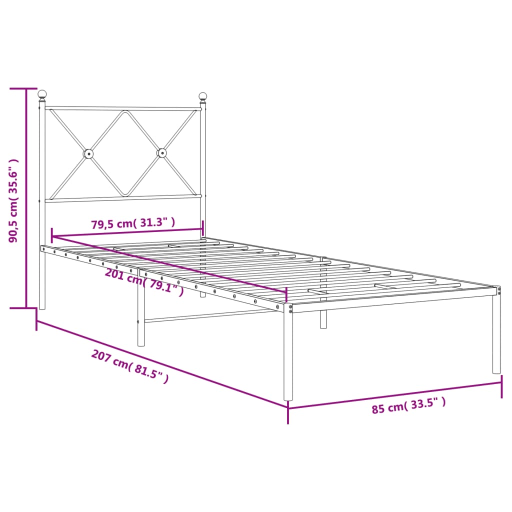 Bed Frame | Black | Powder-Coated Steel | Single | Bed Frame
