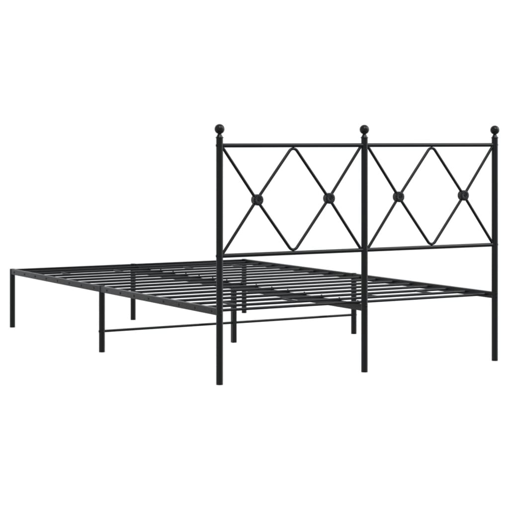 Bed Frame | Black | Powder-Coated Steel | 120x200 cm |  Durable