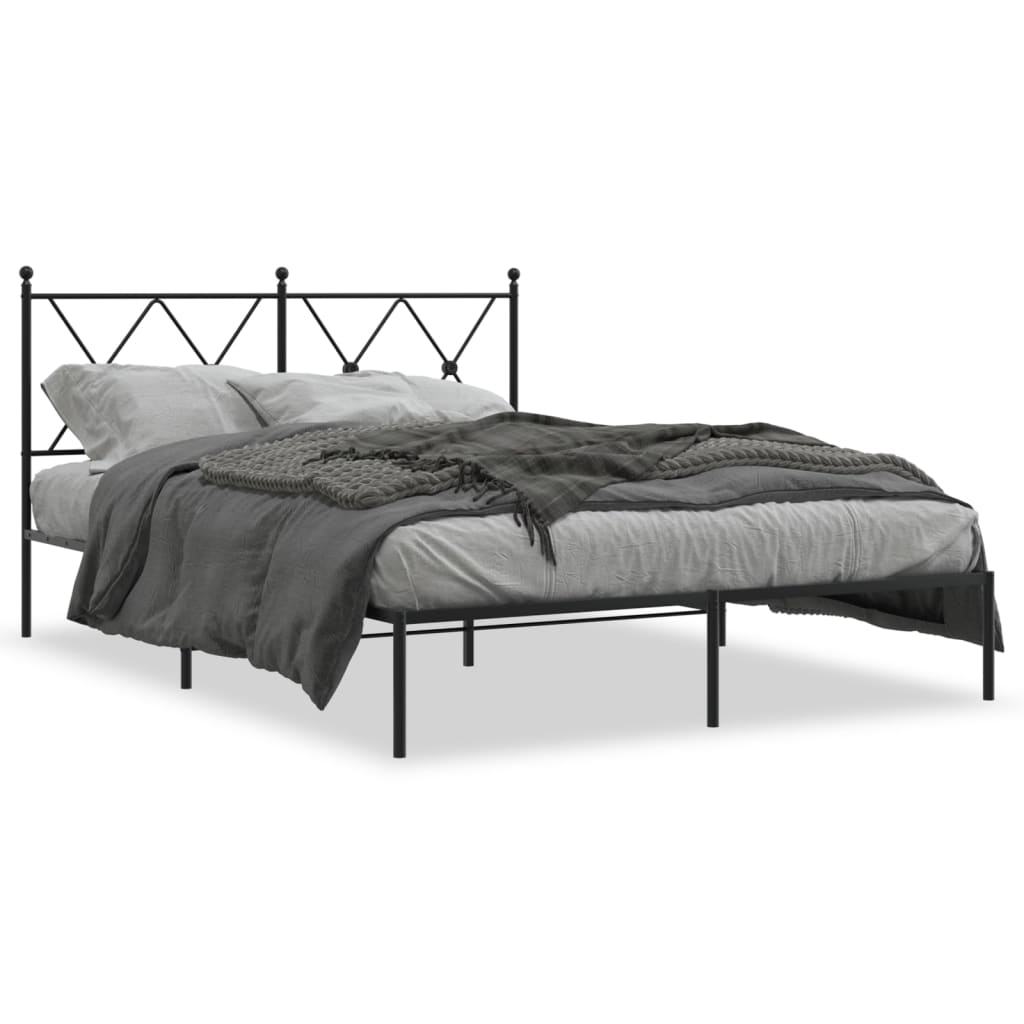 Bed Frame | Black | Powder-Coated Steel | 140x190 cm | Bed Frame