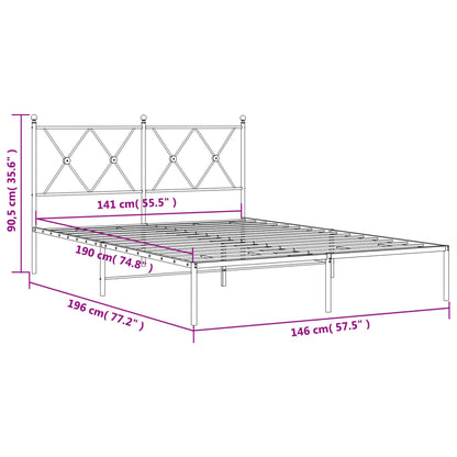 Bed Frame | Black | Powder-Coated Steel | 140x190 cm | Bed Frame
