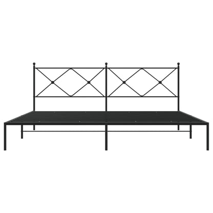 Metal Bed Frame without Mattress with Headboard Black 193x203cm