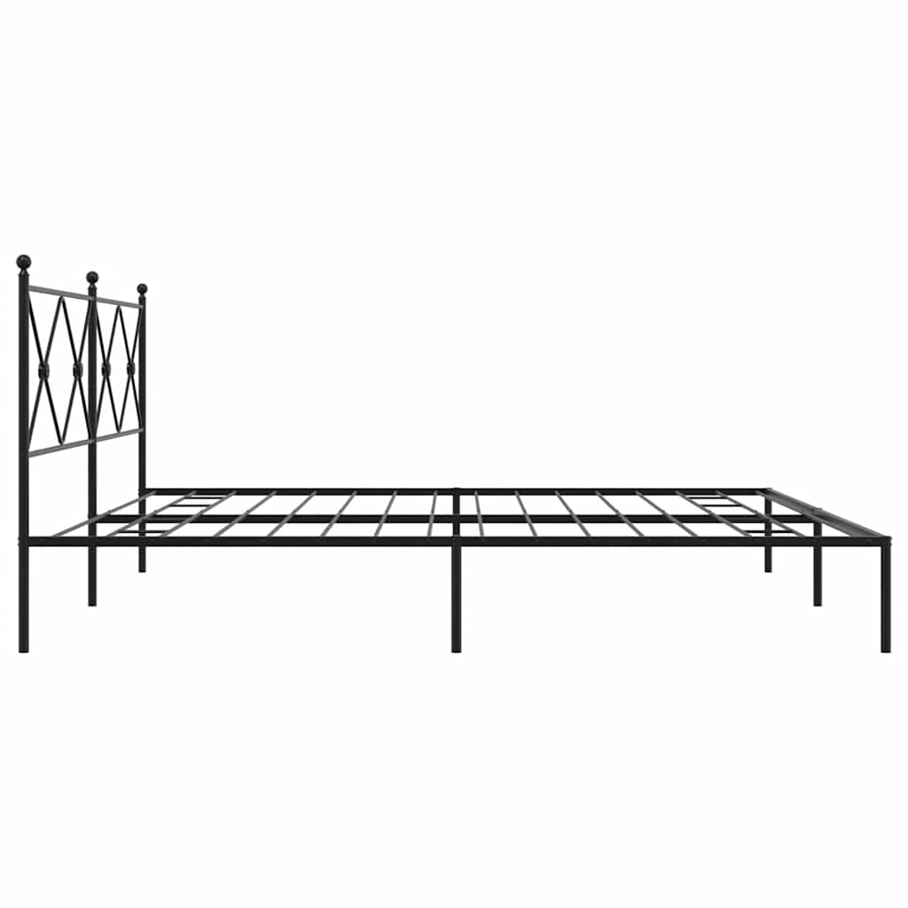 Metal Bed Frame without Mattress with Headboard Black 193x203cm