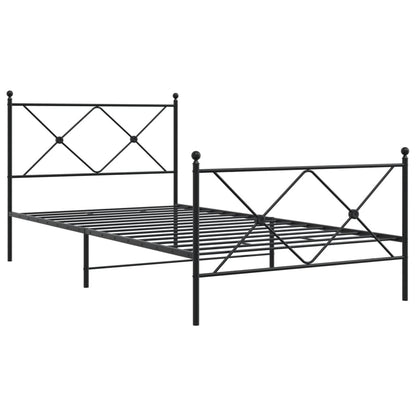 Metal Bed Frame without Mattress with Footboard Black 100x200cm