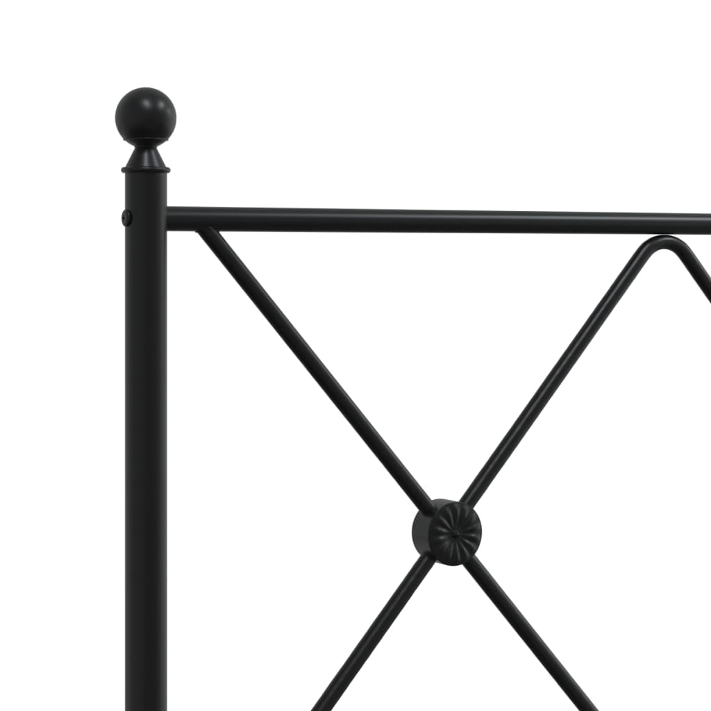 Metal Bed Frame without Mattress with Footboard Black 120x190cm