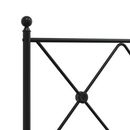 Metal Bed Frame without Mattress with Footboard Black 120x190cm