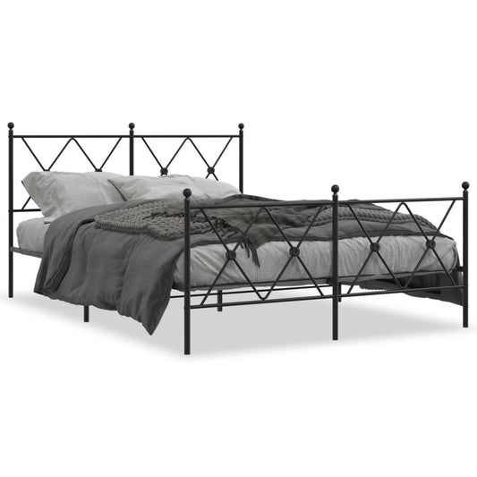Metal Bed Frame without Mattress with Footboard Black 140x200cm