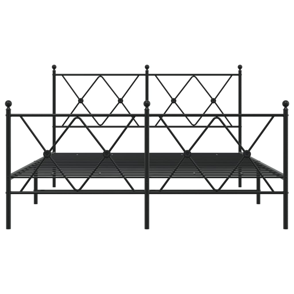 Metal Bed Frame without Mattress with Footboard Black 140x200cm