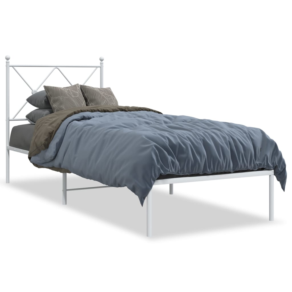 Bed Frame | White | Powder-Coated Steel | Single | Bed Frame