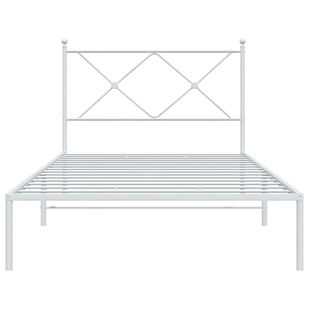 Bed Frame White Powder-coated steel Single Durable Bed Frame
