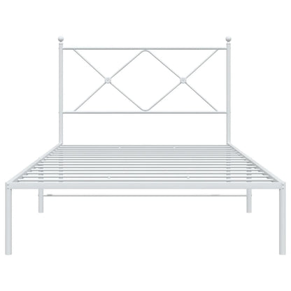 Bed Frame White Powder-coated steel Single Durable Bed Frame