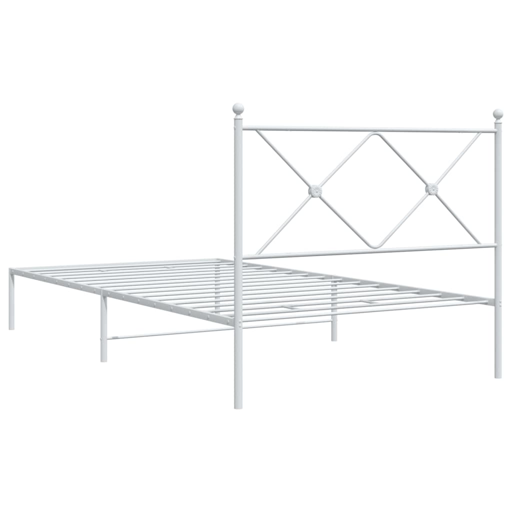Bed Frame White Powder-coated steel Single Durable Bed Frame