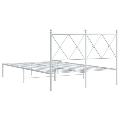 Metal Bed Frame without Mattress with Headboard White 120x190cm