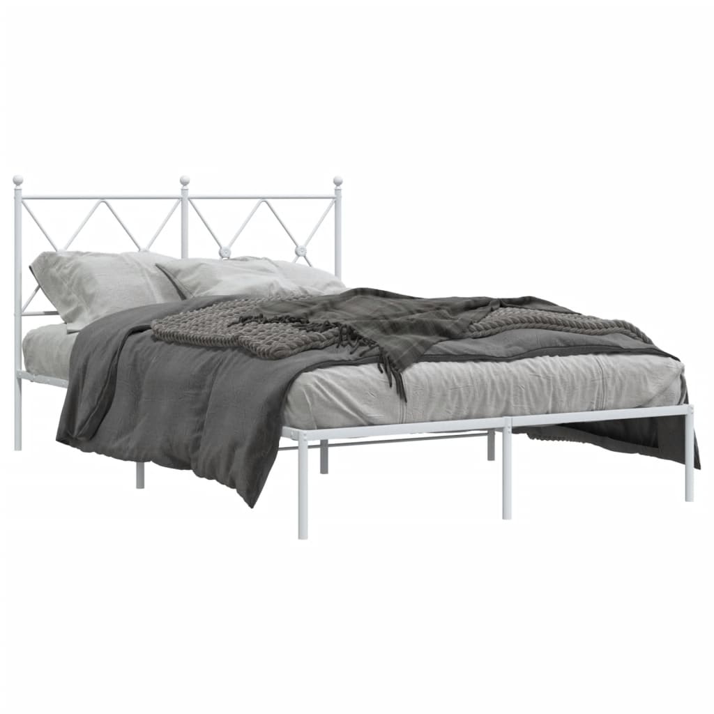 Bed Frame | White | Steel | 120x200 cm | Bed Frame | Rectangular | Modern