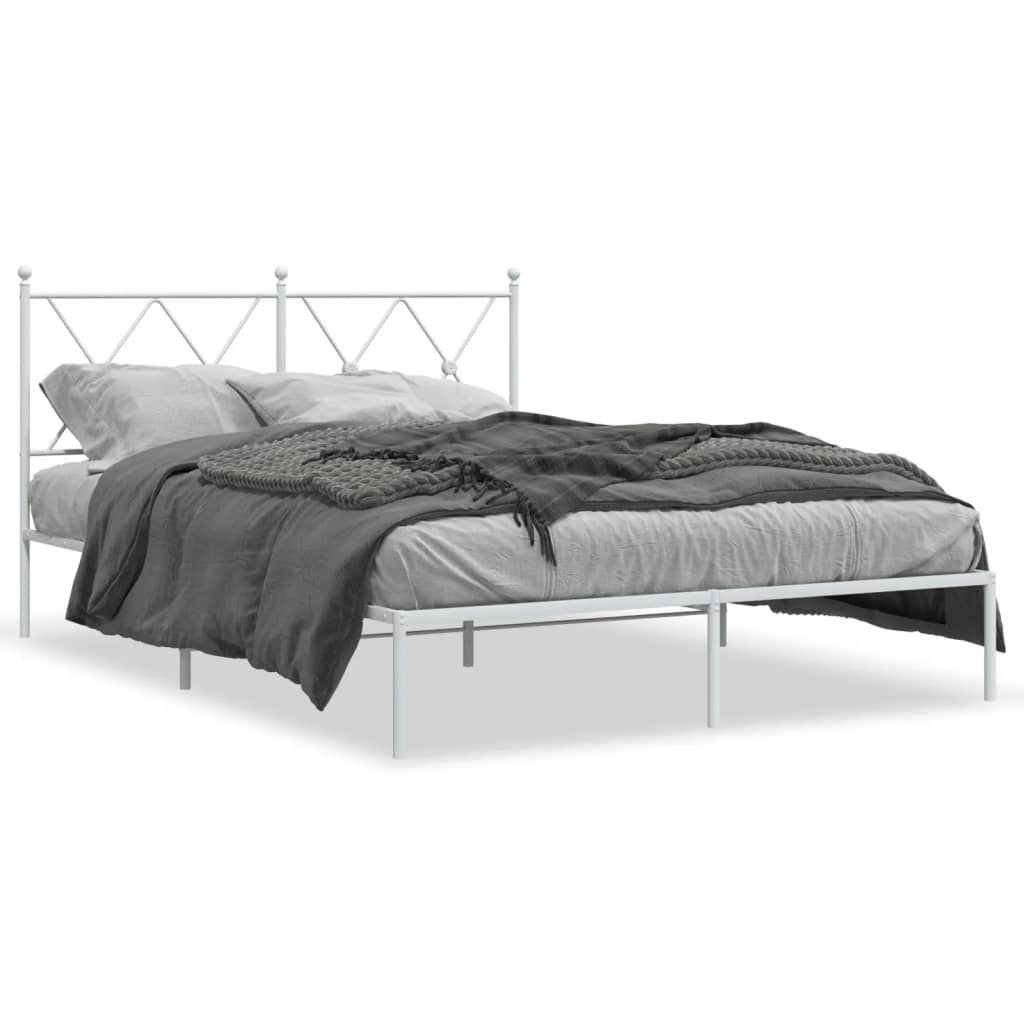 Bed Frame | White | Steel | Double | Bed Frame | Rectangular | Modern