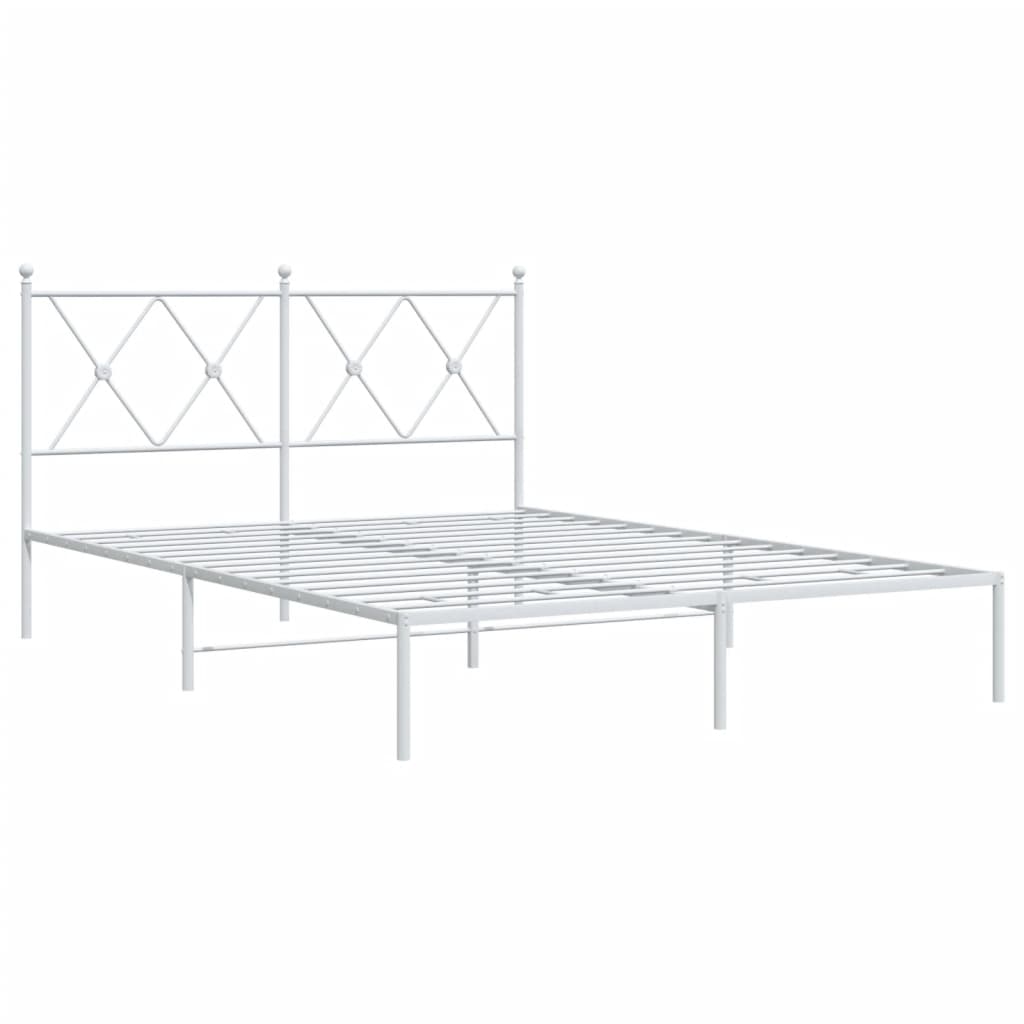 Bed Frame | White | Steel | Double | Bed Frame | Rectangular | Modern