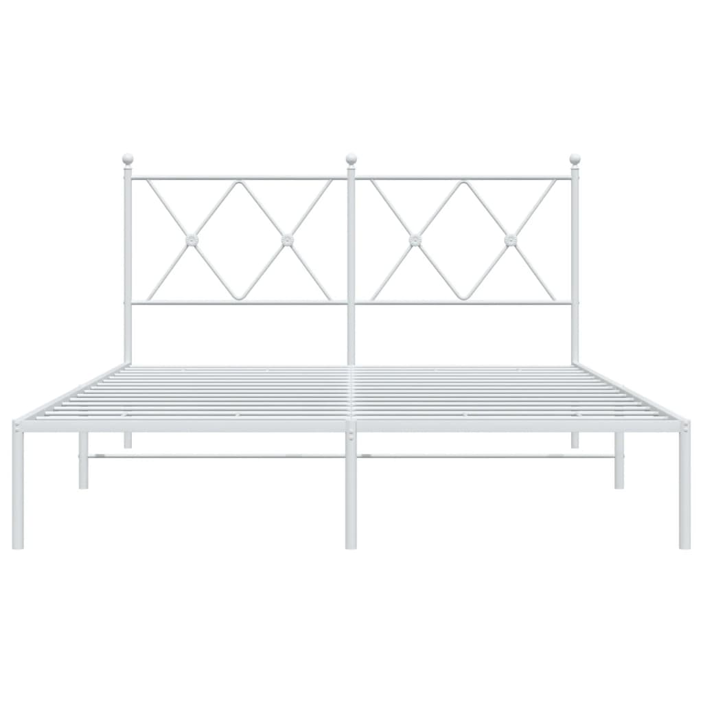 Bed Frame | White | Steel | Double | Bed Frame | Rectangular | Modern