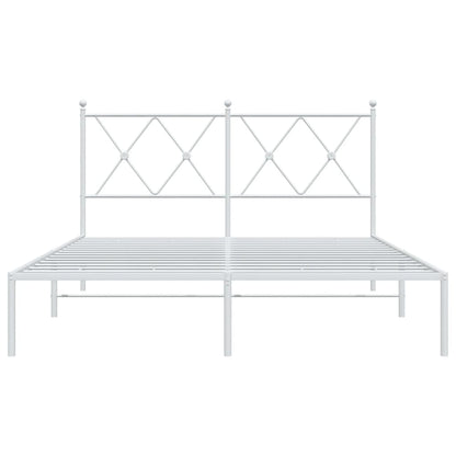 Bed Frame | White | Steel | Double | Bed Frame | Rectangular | Modern