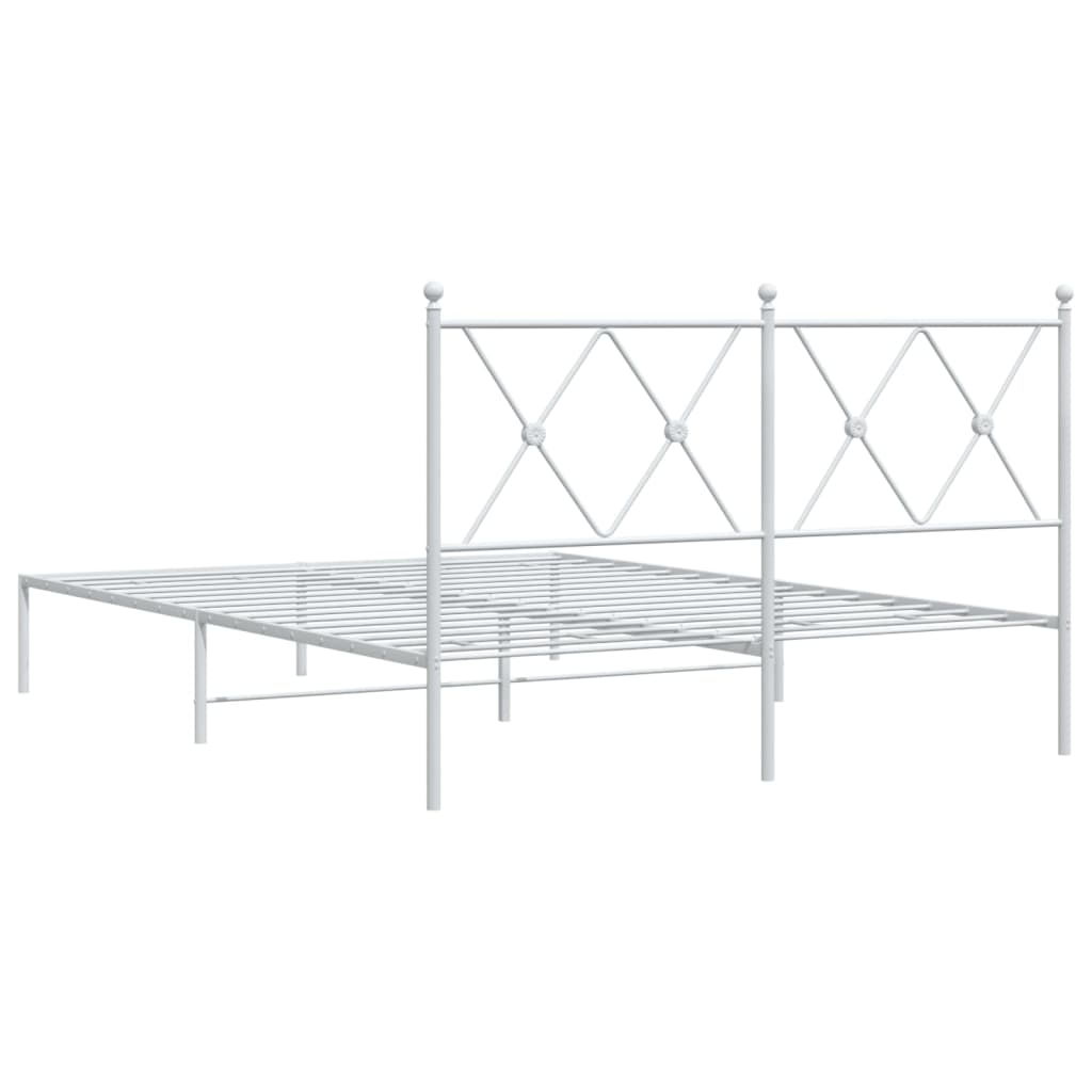 Bed Frame | White | Steel | Double | Bed Frame | Rectangular | Modern