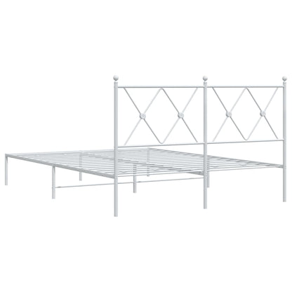 Metal Bed Frame without Mattress with Headboard White 140x200cm
