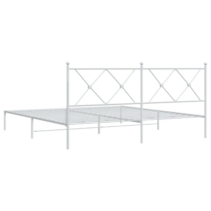 Metal Bed Frame without Mattress with Headboard White 180x200cm