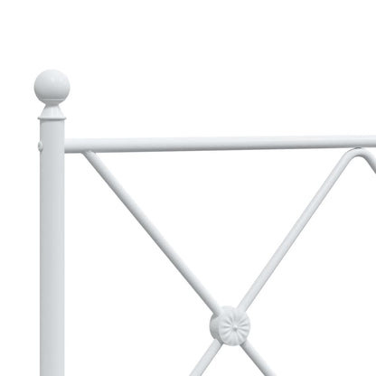 Metal Bed Frame without Mattress with Footboard White 75x190cm