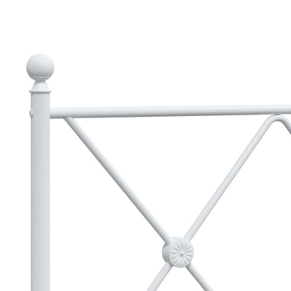 Metal Bed Frame without Mattress with Footboard White 200x200cm