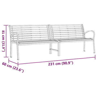 Garden Bench Brown 231 cm Wood and Powder-coated Steel