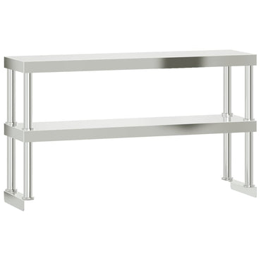 Work Table Overshelf 2-Tier 110x30x65 cm Stainless Steel