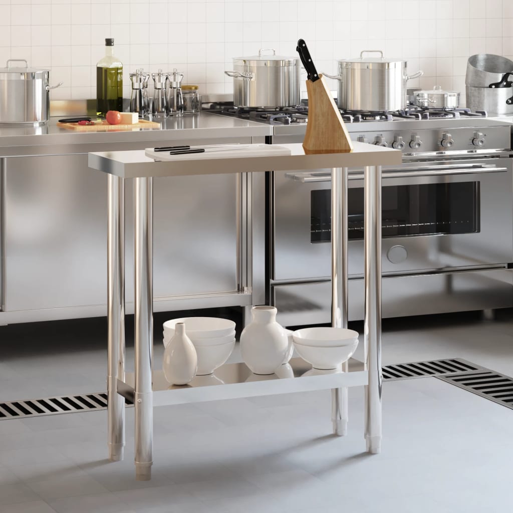 Kitchen Work Table 82.5x30x85 cm Stainless Steel