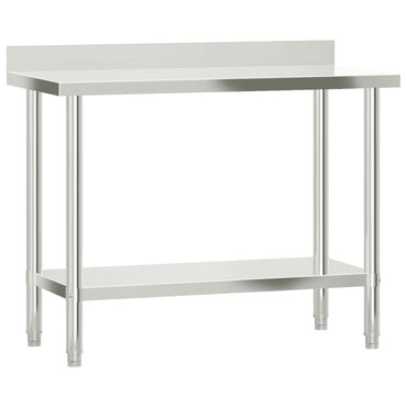 Kitchen Work Table with Backsplash 110x55x93 cm Stainless Steel