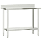 Kitchen Work Table with Backsplash 110x55x93 cm Stainless Steel