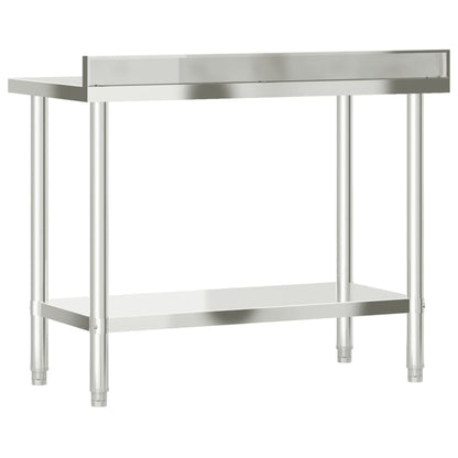 Kitchen Work Table with Backsplash 110x55x93 cm Stainless Steel