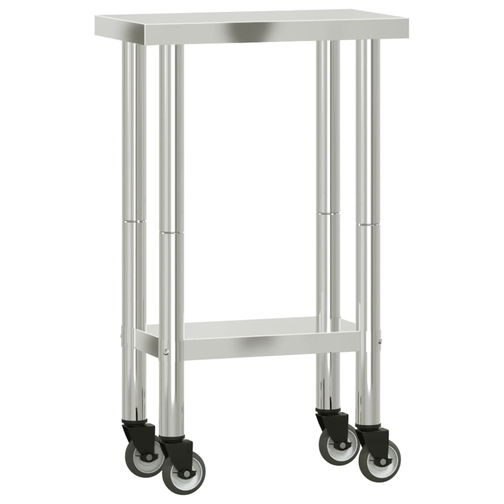 Kitchen Work Table with Wheels 55x30x85 cm Stainless Steel