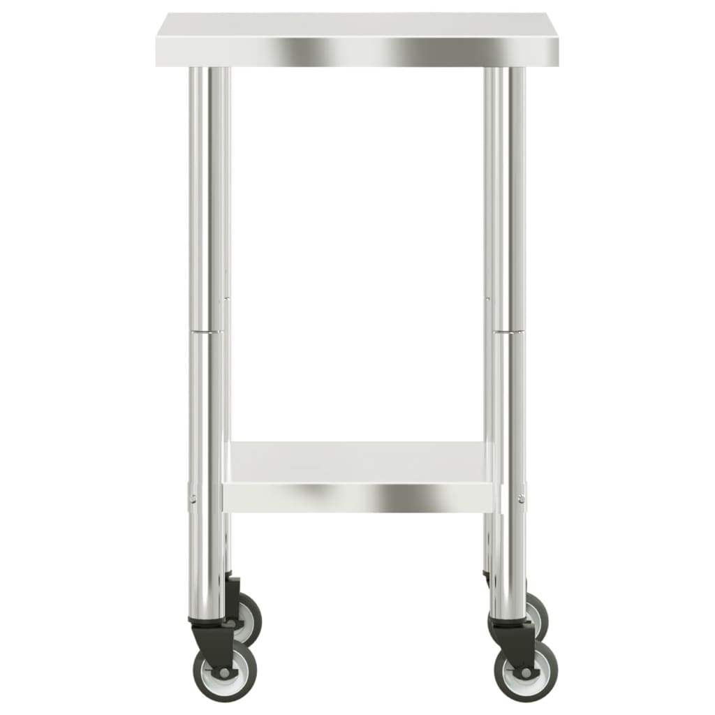 Kitchen Work Table with Wheels 55x55x85 cm Stainless Steel