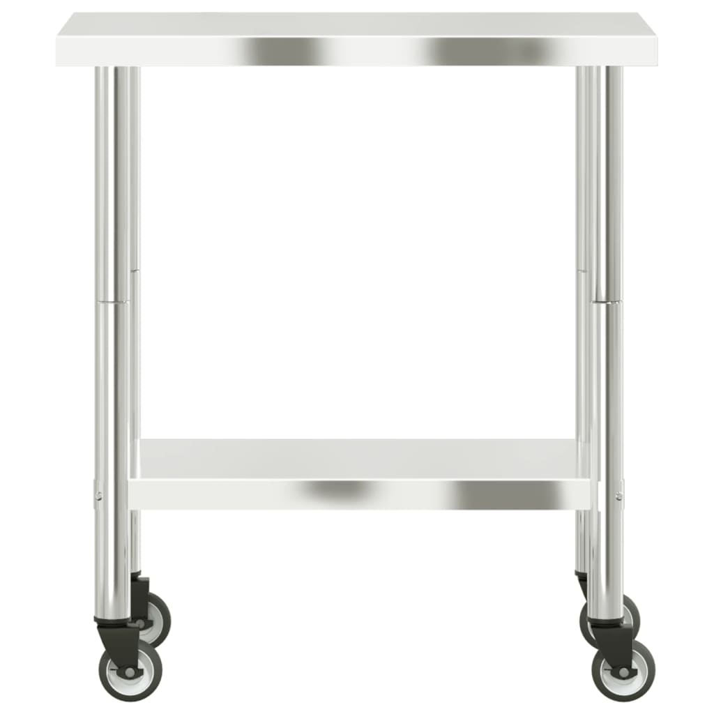 Kitchen Work Table with Wheels 82.5x55x85 cm Stainless Steel