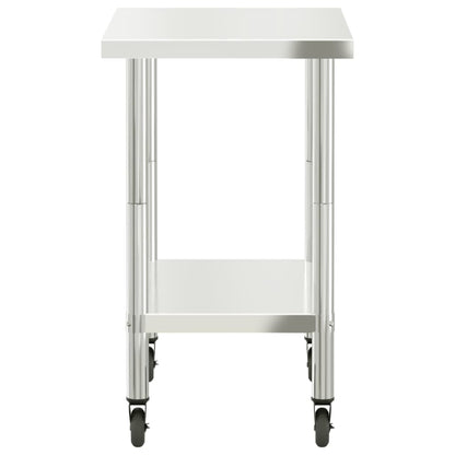 Kitchen Work Table with Wheels 82.5x55x85 cm Stainless Steel