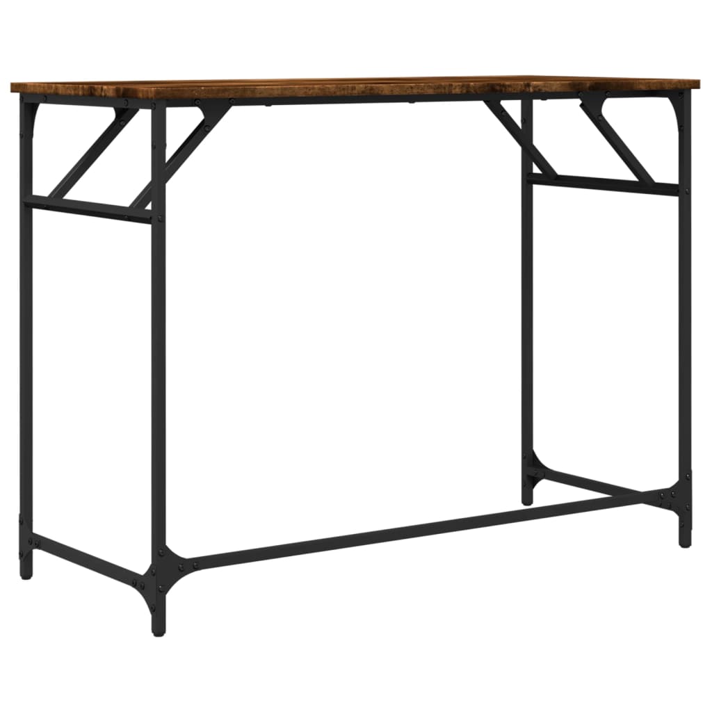 Desk Smoked Oak 100x45x76 cm Engineered Wood and Powder-coated Steel