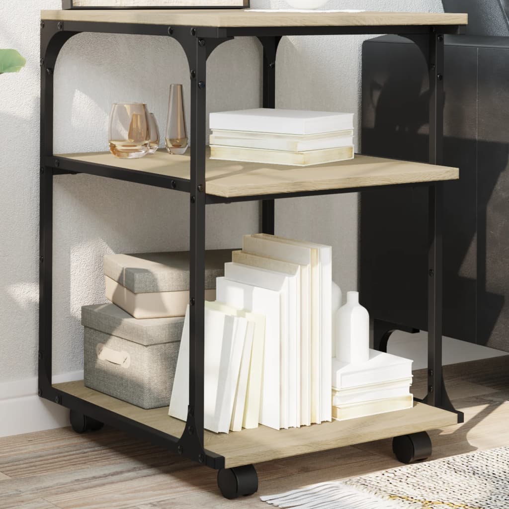Printer Stand 3-Tier Sonoma Oak 43x48x64 cm Engineered Wood