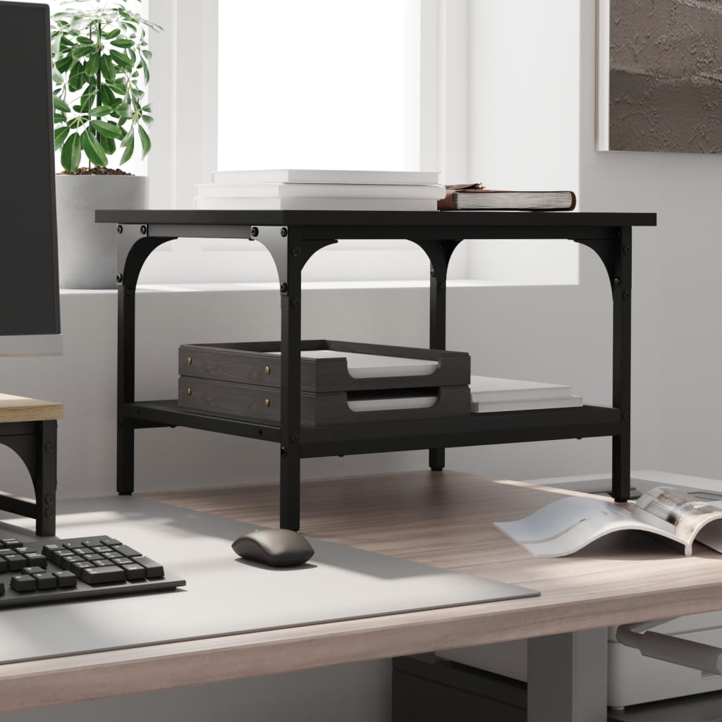 Printer Stand 2-Tier Black 50x40x38 cm Engineered Wood