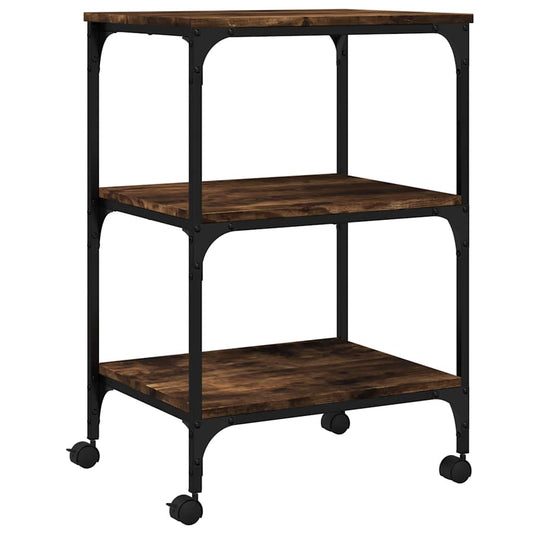 Printer Stand 3-Tier Smoked Oak 50x41x75 cm Engineered Wood
