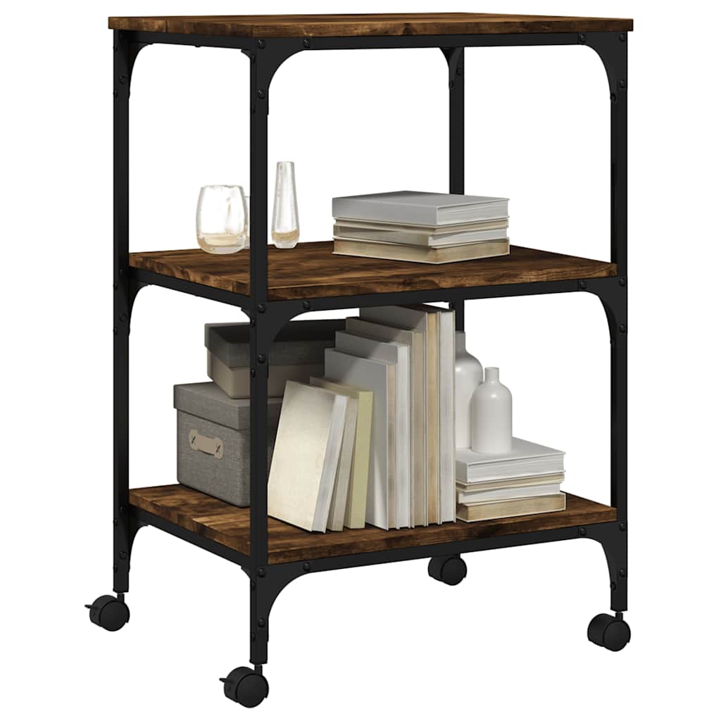 Printer Stand 3-Tier Smoked Oak 50x41x75 cm Engineered Wood