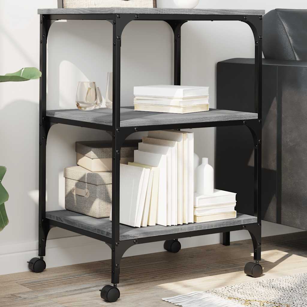 Printer Stand 3-Tier Grey Sonoma 50x41x75 cm Engineered Wood