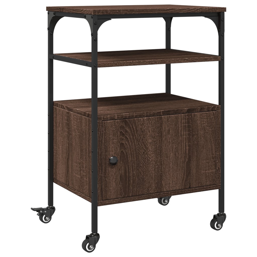 Printer Stand 3-Tier Brown Oak 50x40x76 cm Engineered Wood