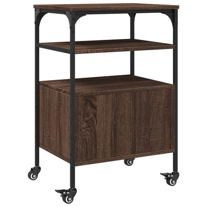Printer Stand 3-Tier Brown Oak 50x40x76 cm Engineered Wood