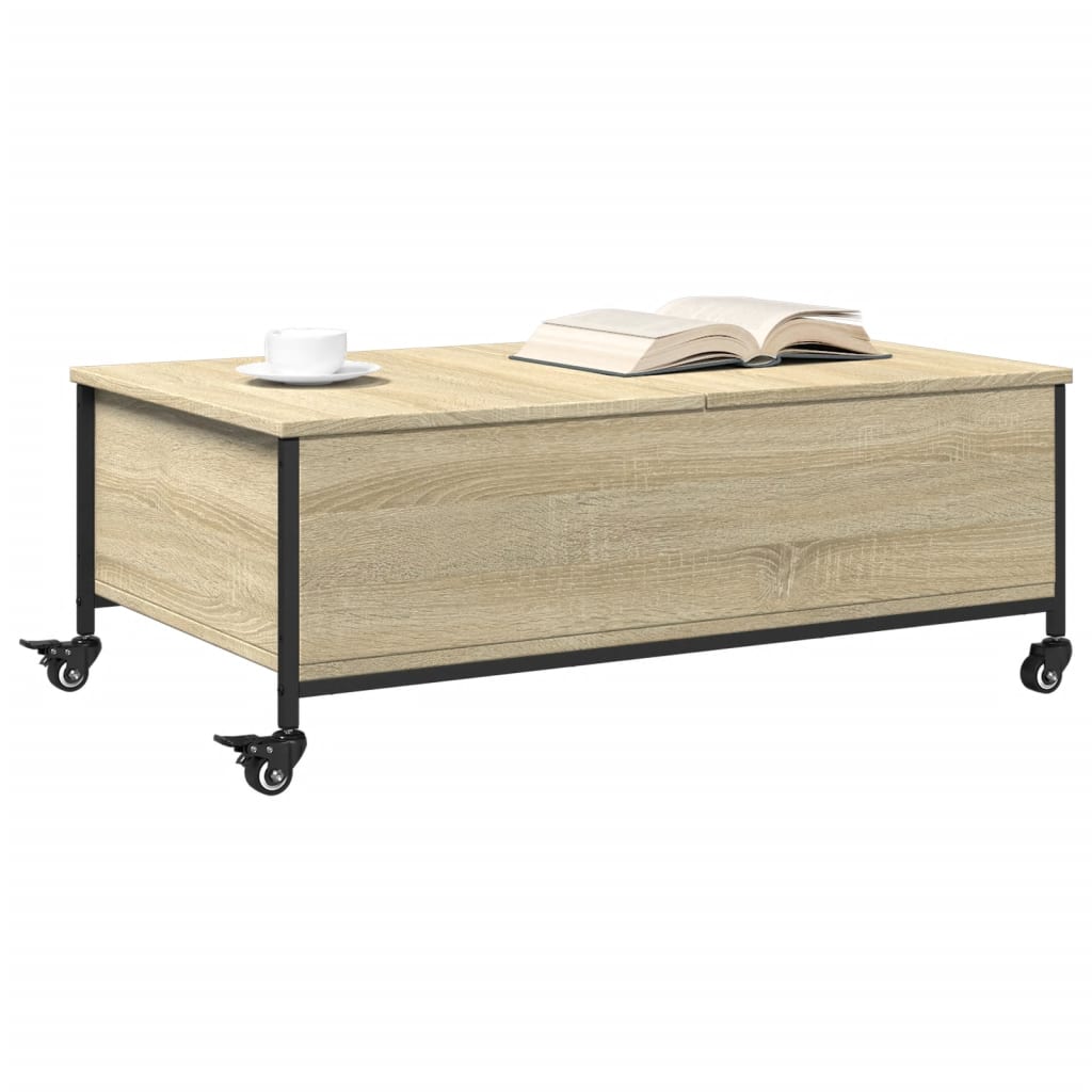 Coffee Table with Wheels Sonoma Oak 91x55x34 cm Engineered Wood