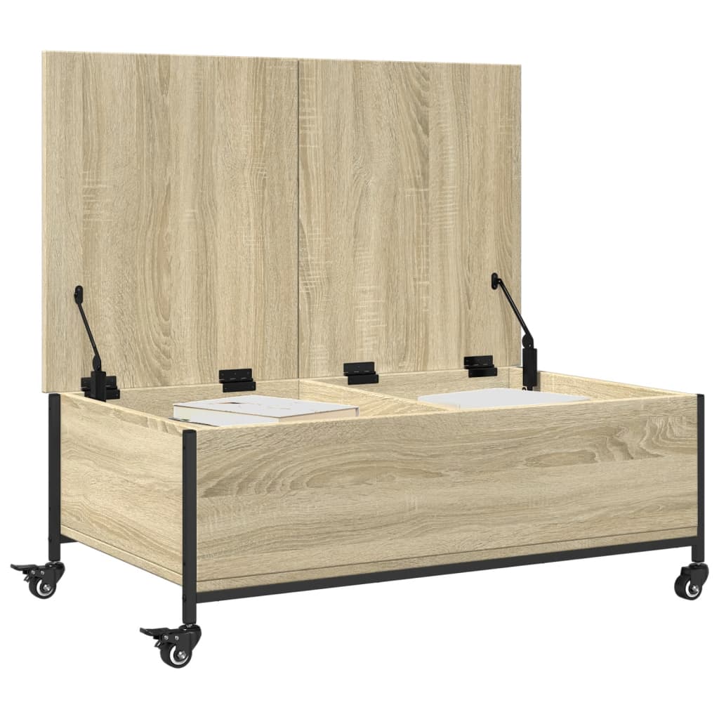 Coffee Table with Wheels Sonoma Oak 91x55x34 cm Engineered Wood