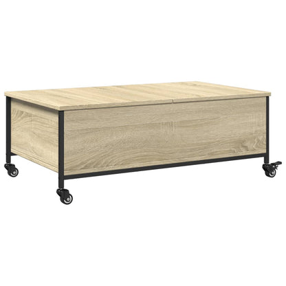 Coffee Table with Wheels Sonoma Oak 91x55x34 cm Engineered Wood