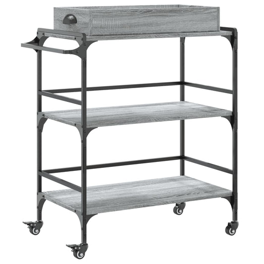 Kitchen Trolley Grey Sonoma 81.5x41x92.5 cm Engineered Wood