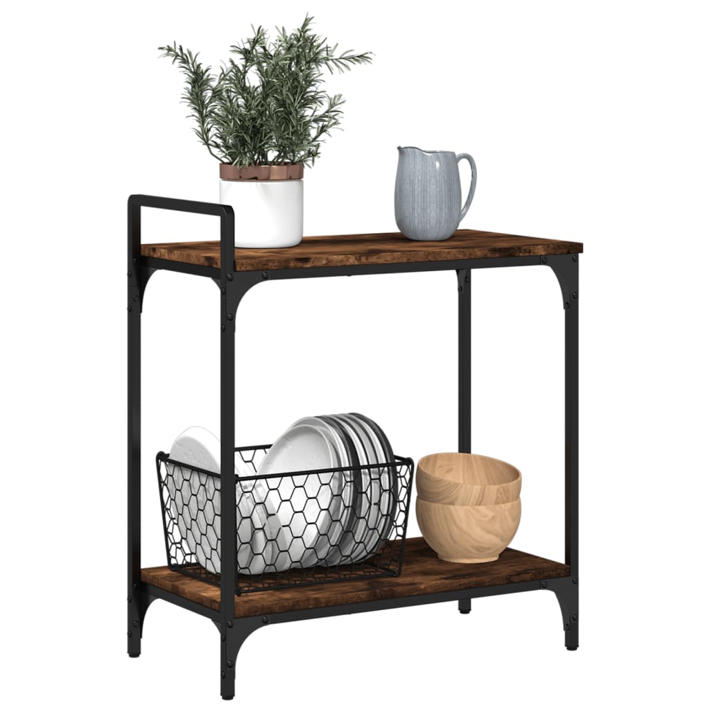 Kitchen Trolley Smoked Oak 60.5x31x72.5 cm Engineered Wood